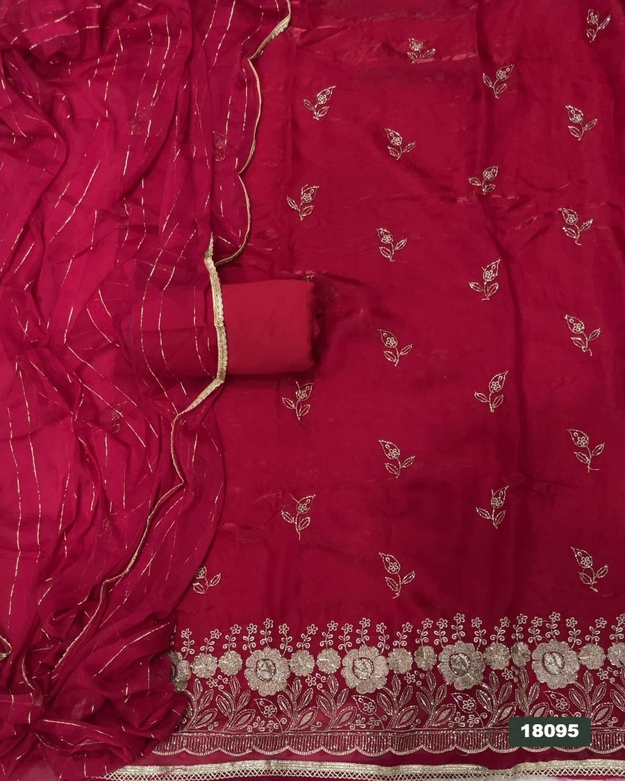 Silk Embroidery Suit Set