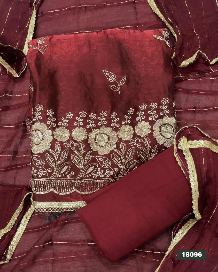 Silk Embroidery Suit Set