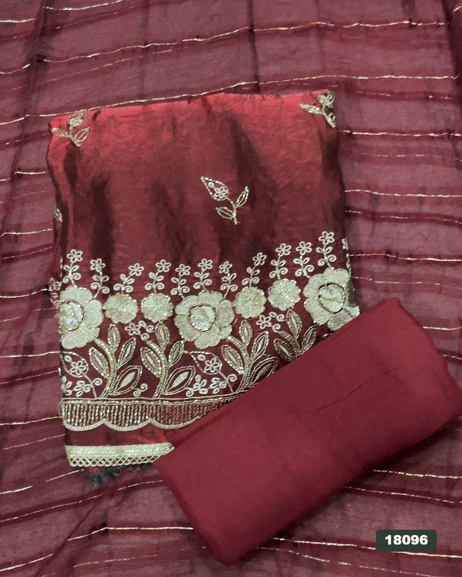 Silk Embroidery Suit Set