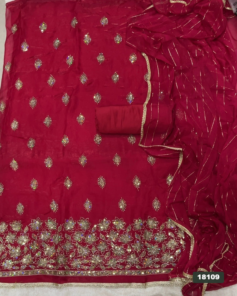 Silk Embroidery Suit Set