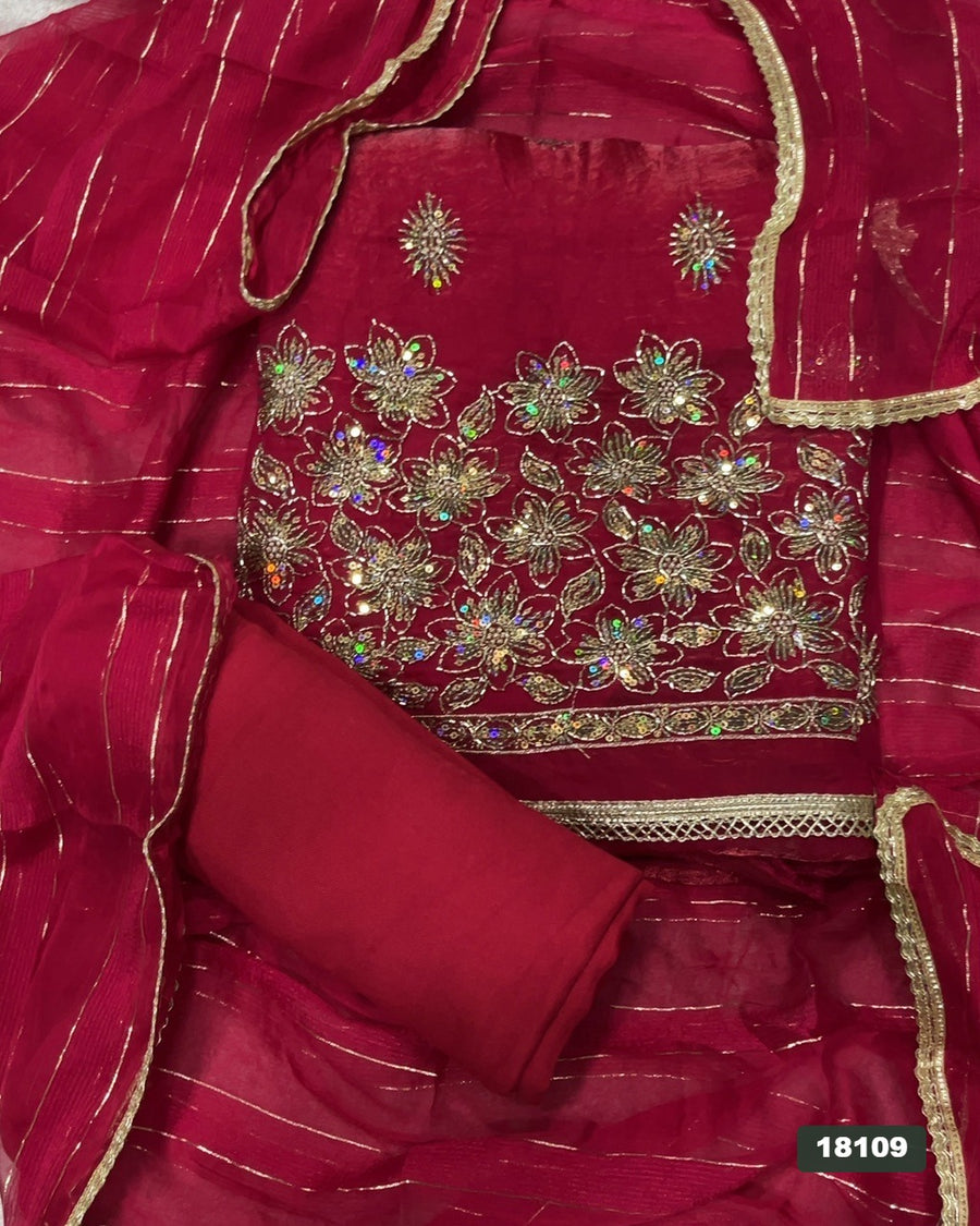 Silk Embroidery Suit Set