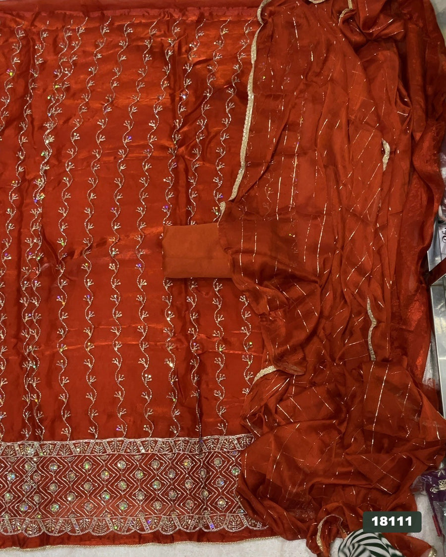 Silk Embroidery Suit Set