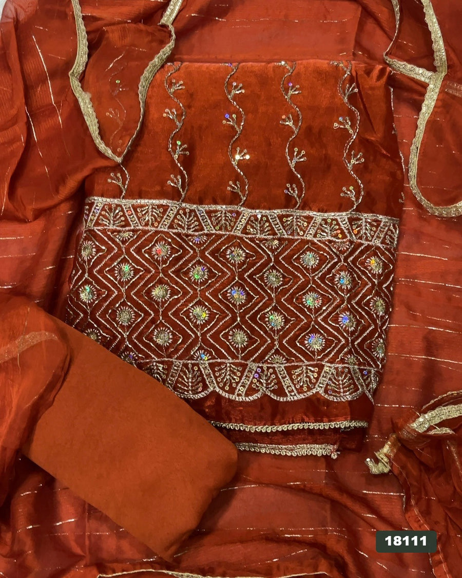 Silk Embroidery Suit Set