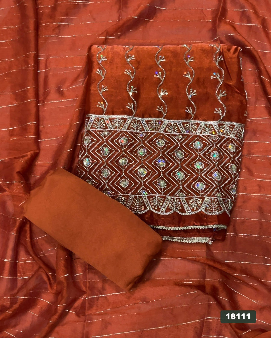 Silk Embroidery Suit Set