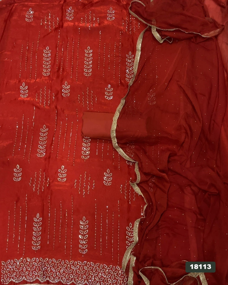 Silk Embroidery Suit Set