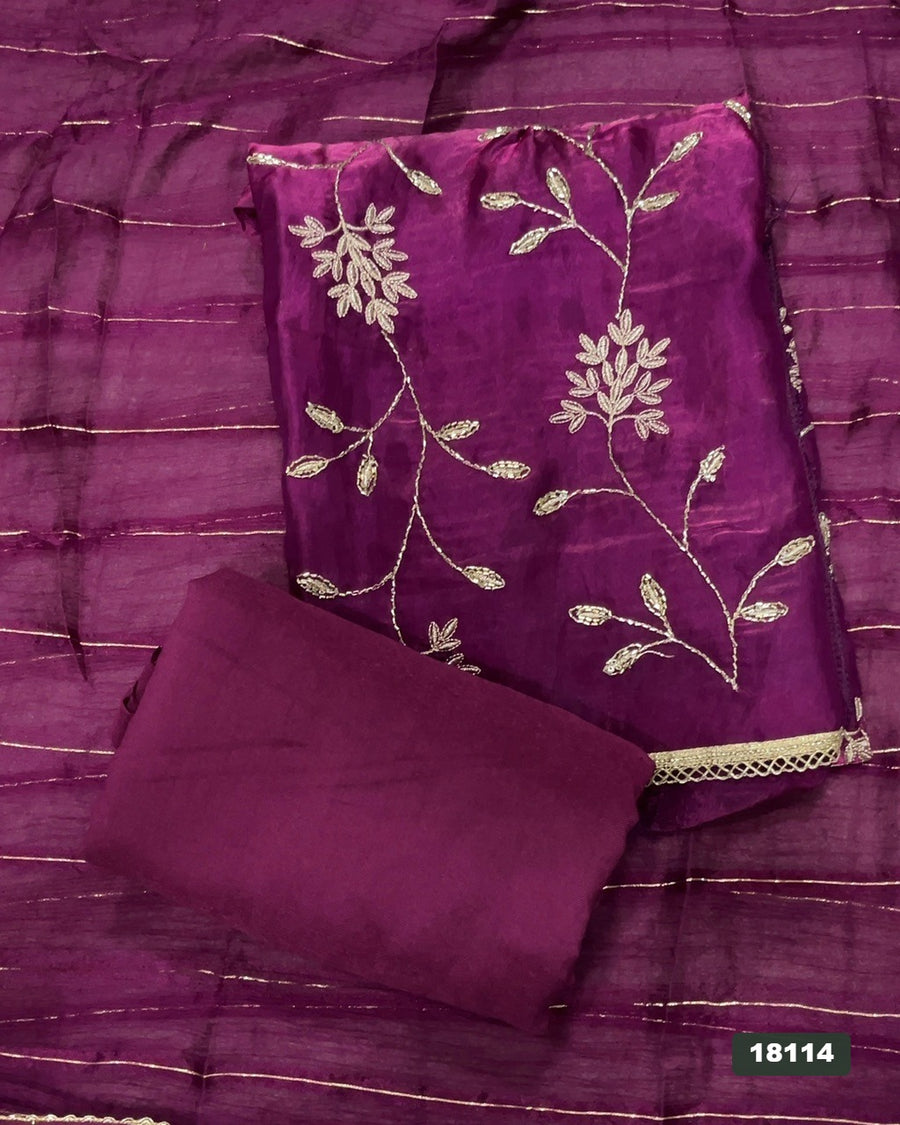 Silk Embroidery Suit Set