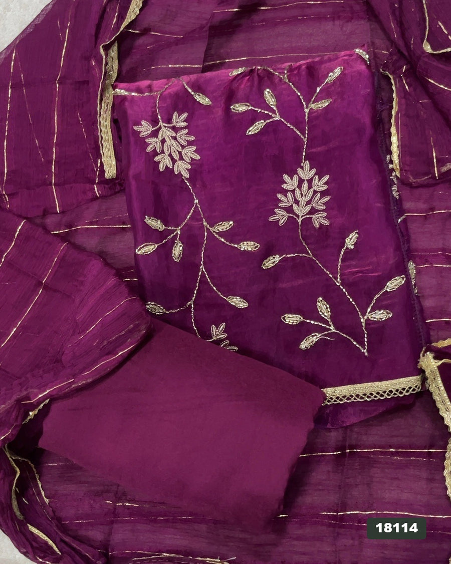 Silk Embroidery Suit Set