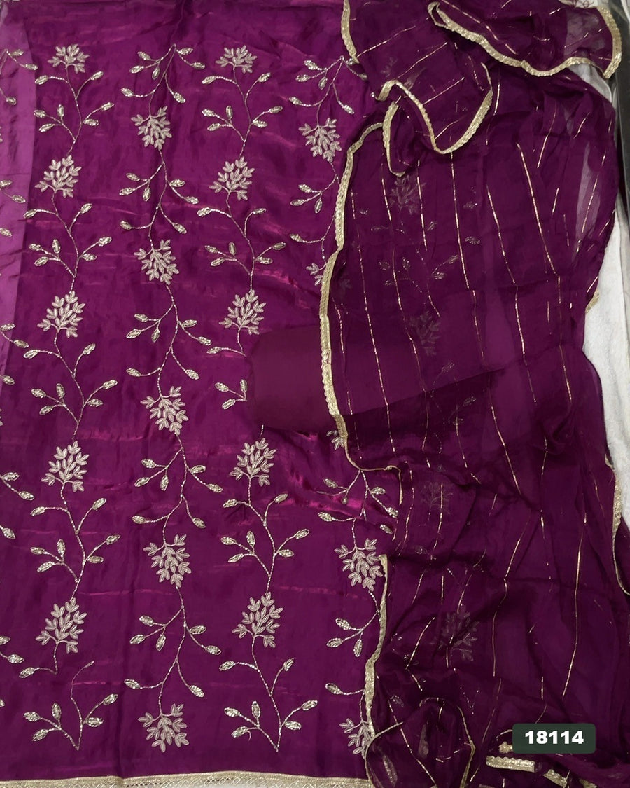Silk Embroidery Suit Set