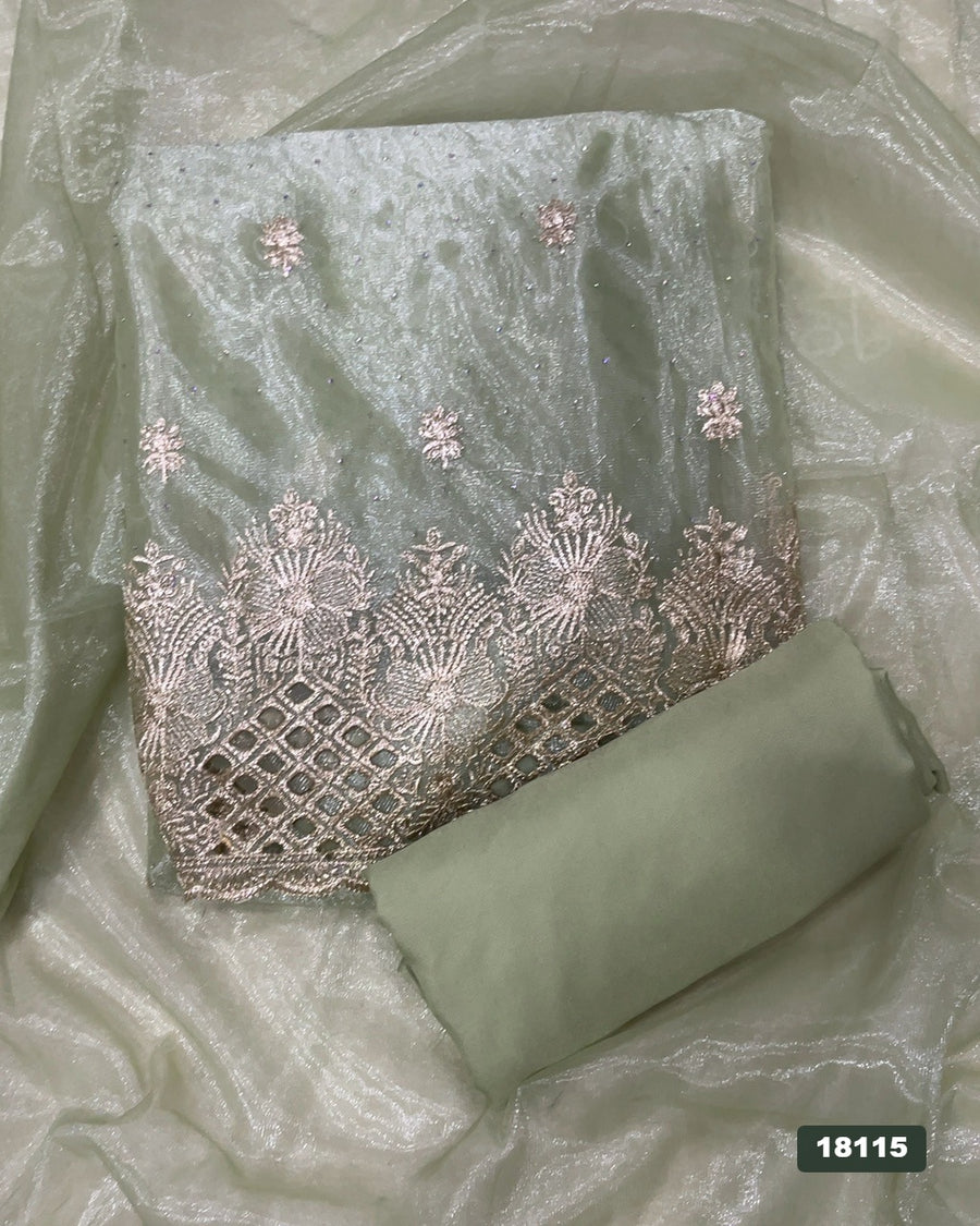 Crush Silk Embroidery Suit Set