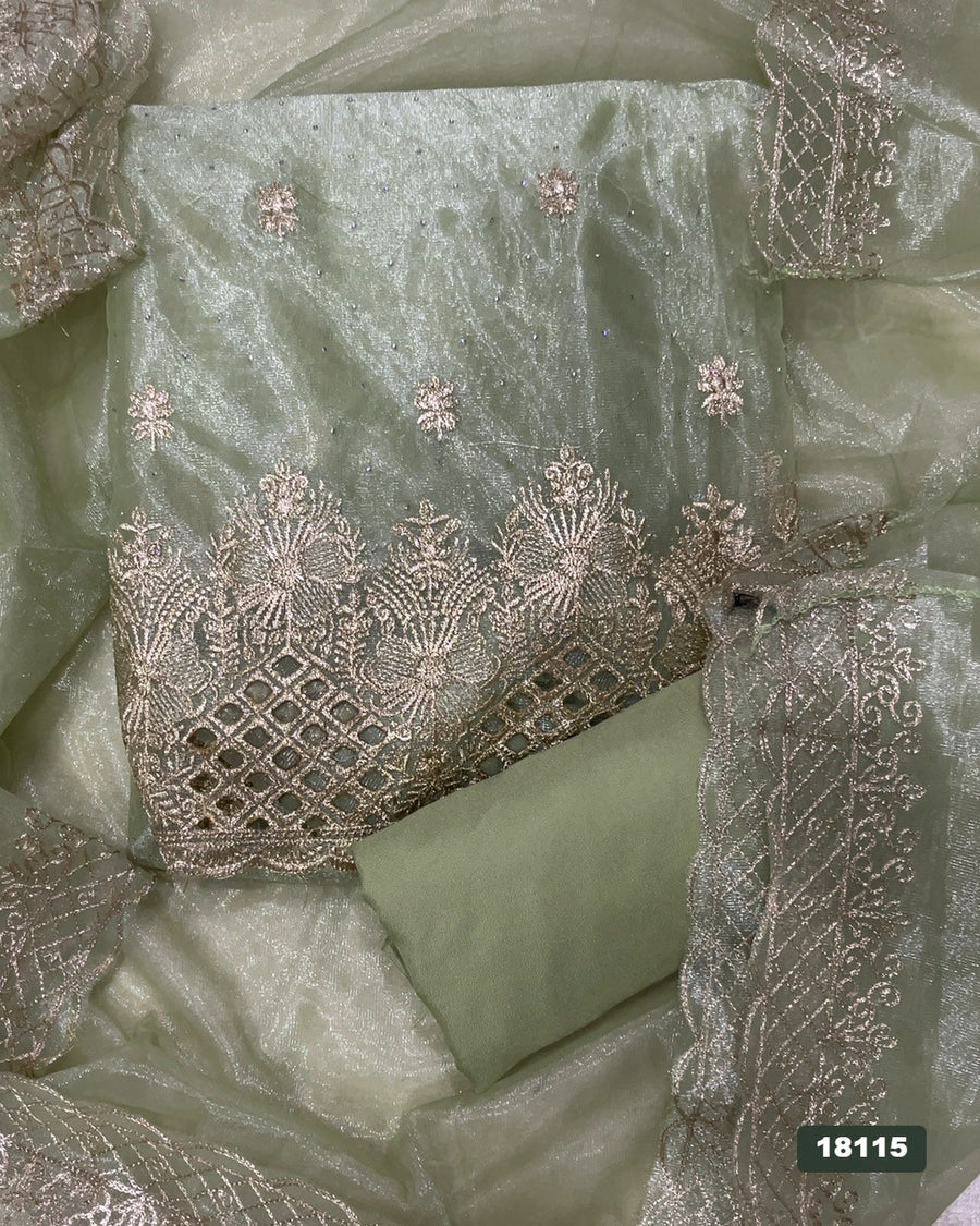Crush Silk Embroidery Suit Set
