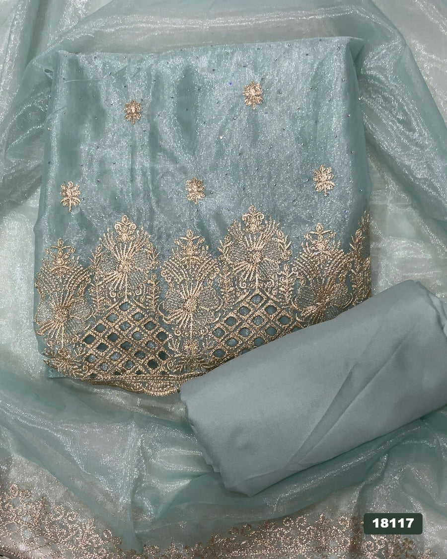 Crush Silk Embroidery Suit Set