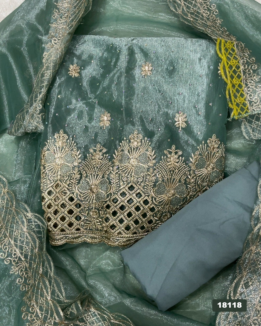 Crush Silk Embroidery Suit Set
