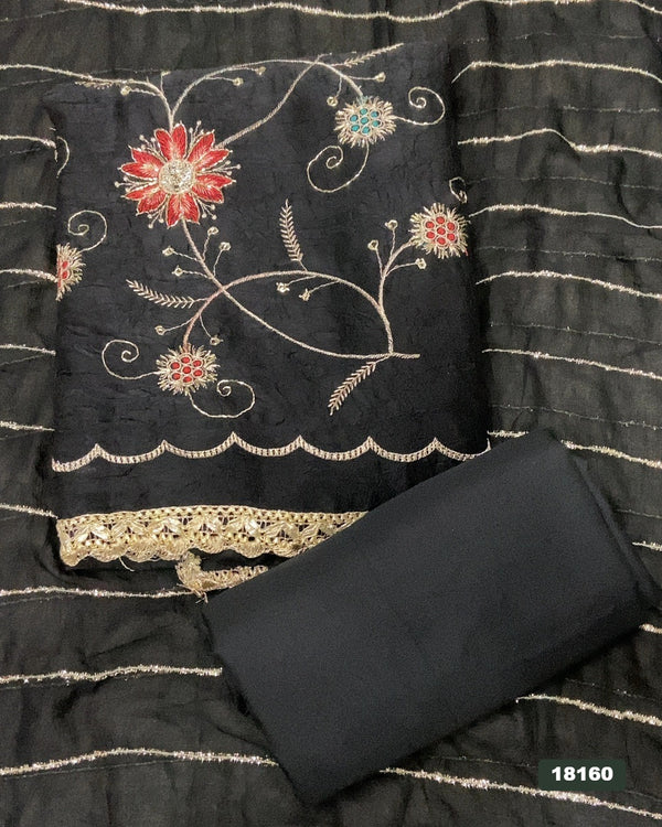Crush Silk Embroidery Suit Set
