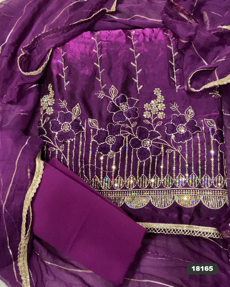 Silk Embroidery Suit Set