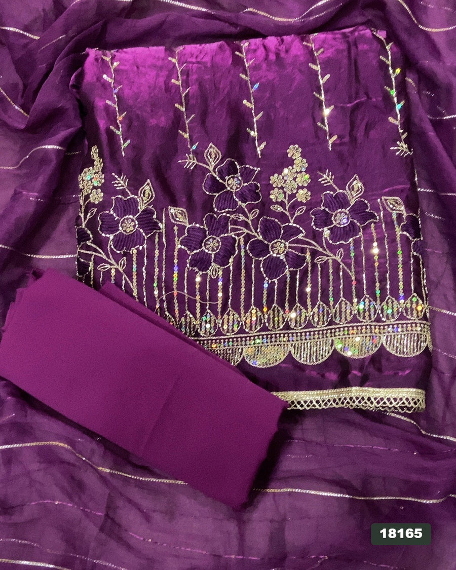 Silk Embroidery Suit Set