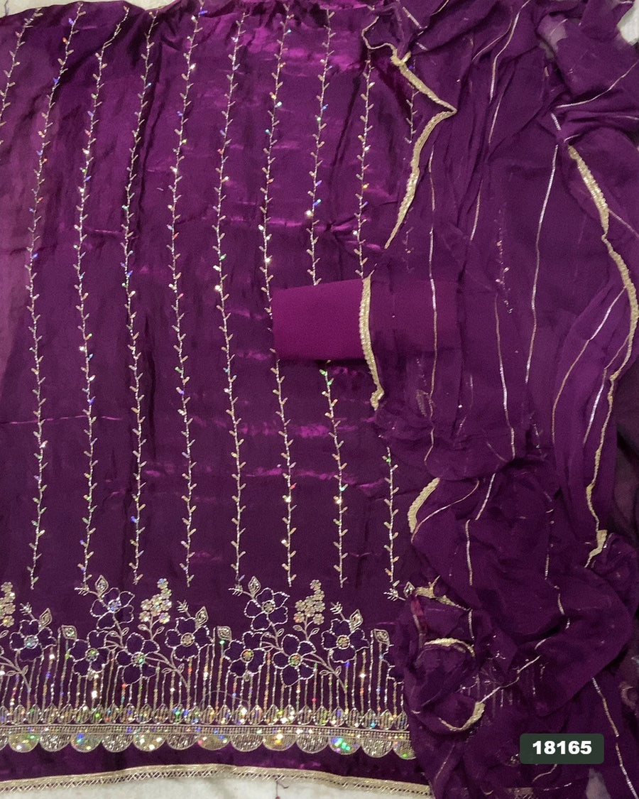 Silk Embroidery Suit Set
