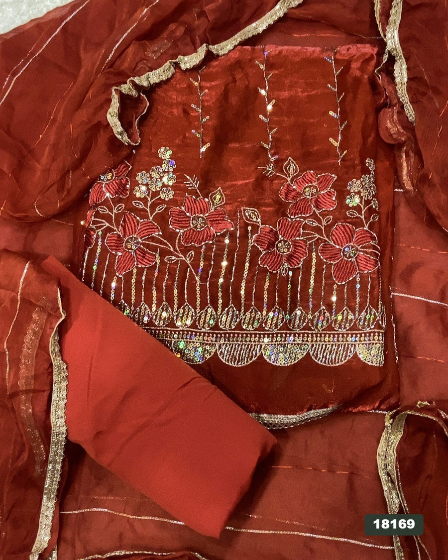 Silk Embroidery Suit Set