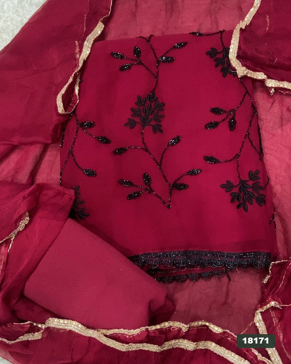 Gorgette Silk Embroidery Suit Set