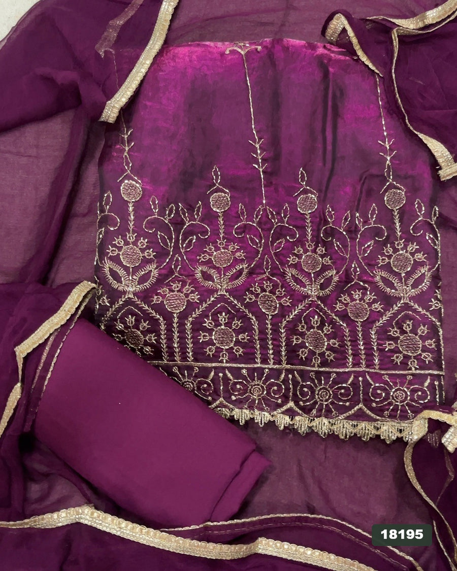 Silk Embroidery Suit Set