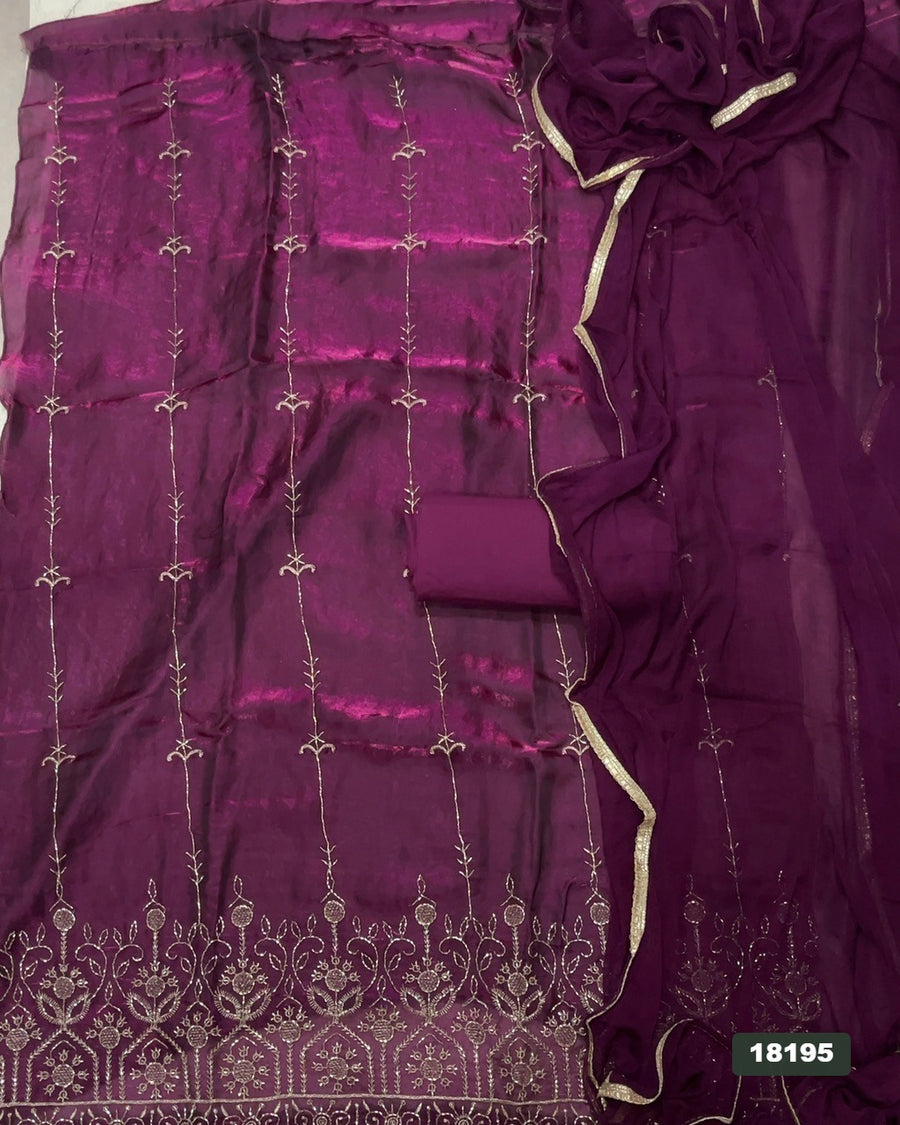 Silk Embroidery Suit Set