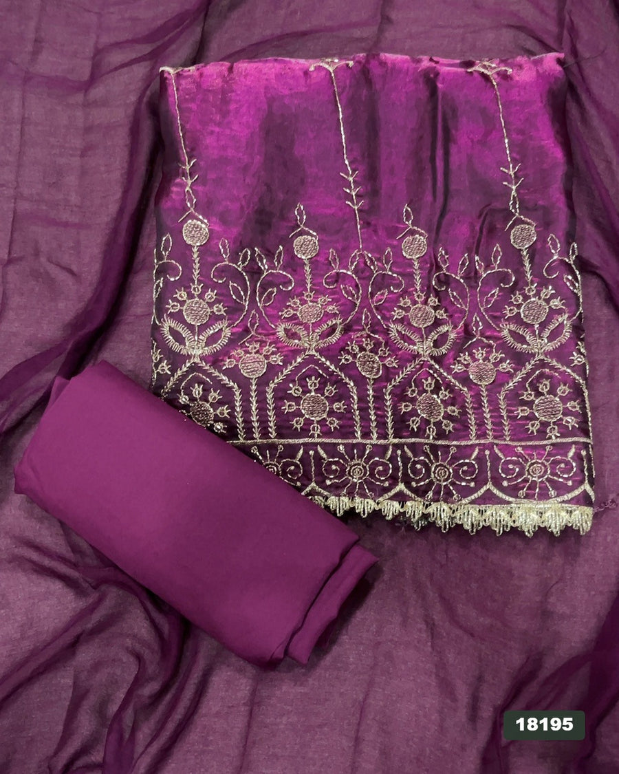 Silk Embroidery Suit Set