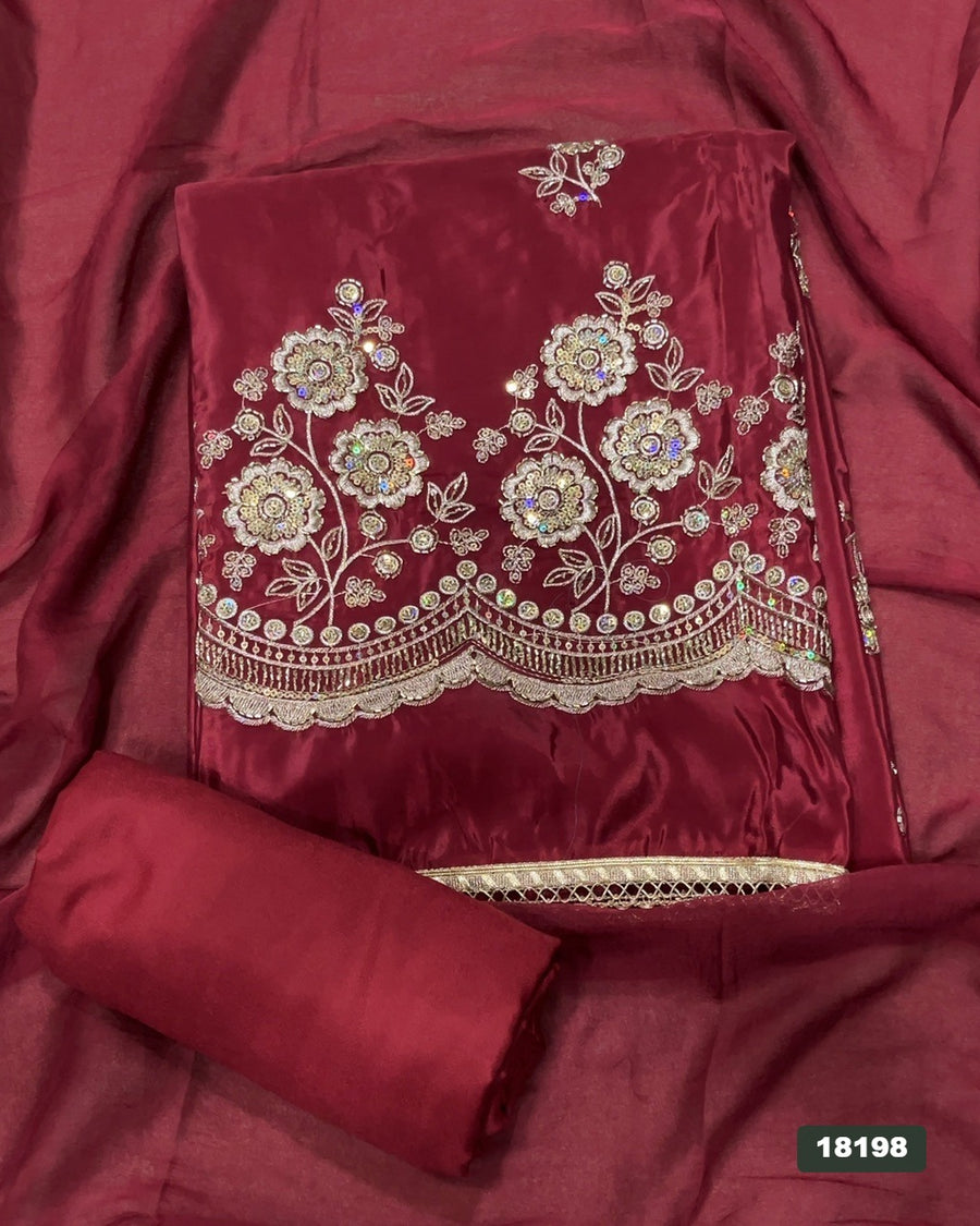 Glass Organza Silk Embroidery Suit Set