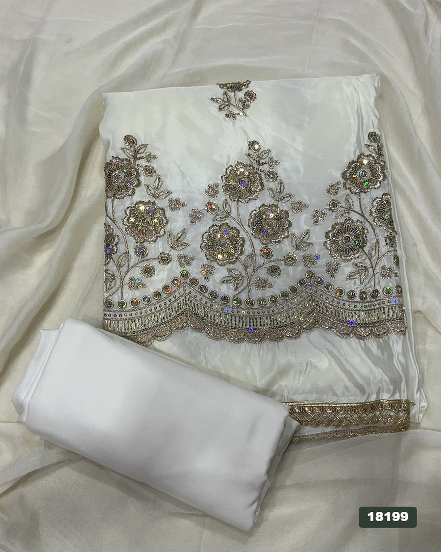 Glass Organza Silk Embroidery Suit Set