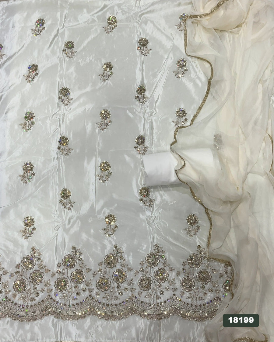 Glass Organza Silk Embroidery Suit Set