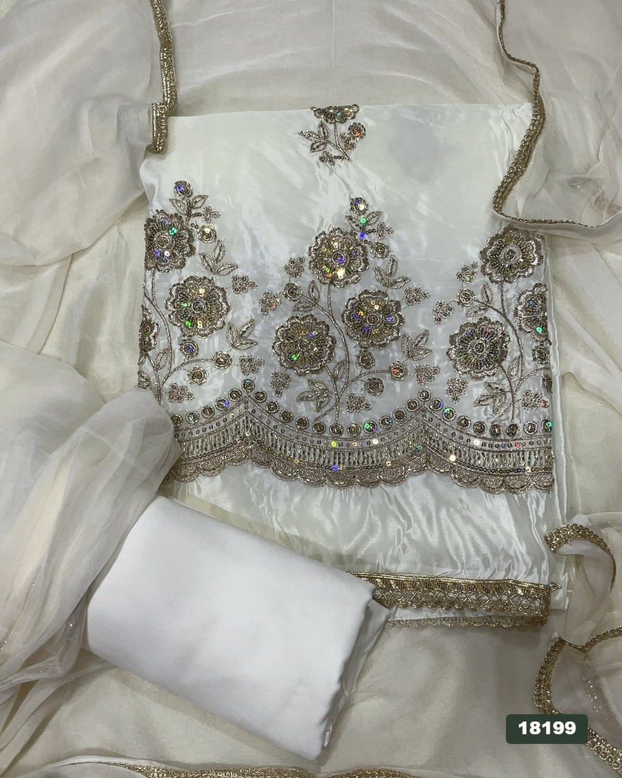 Glass Organza Silk Embroidery Suit Set