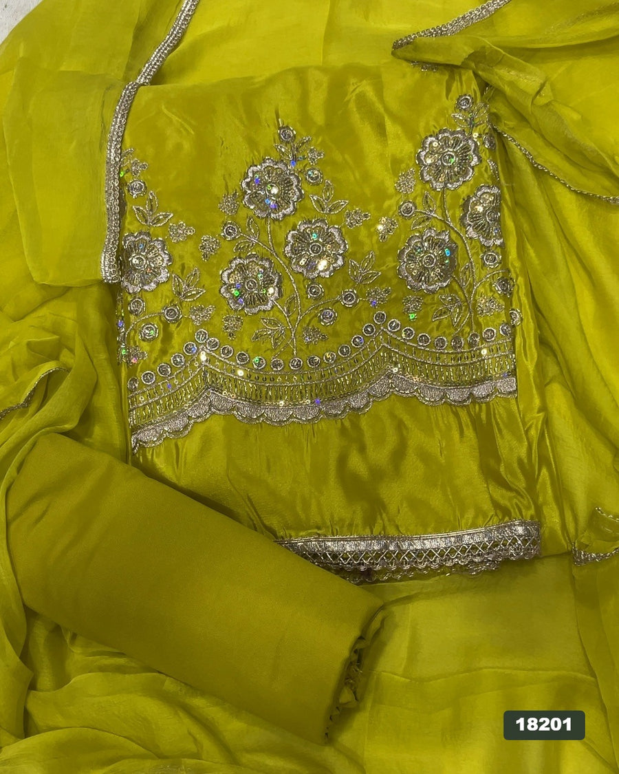 Glass Organza Silk Embroidery Suit Set