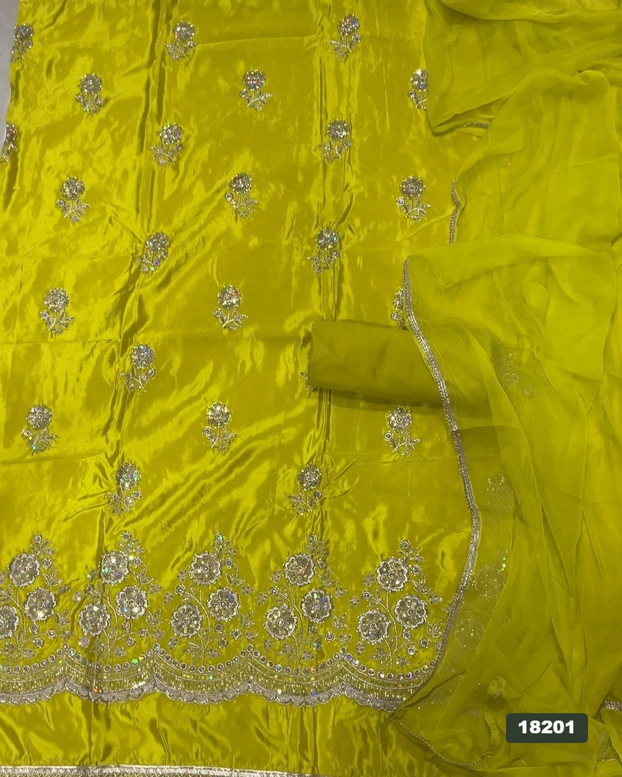 Glass Organza Silk Embroidery Suit Set