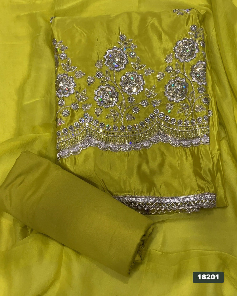 Glass Organza Silk Embroidery Suit Set
