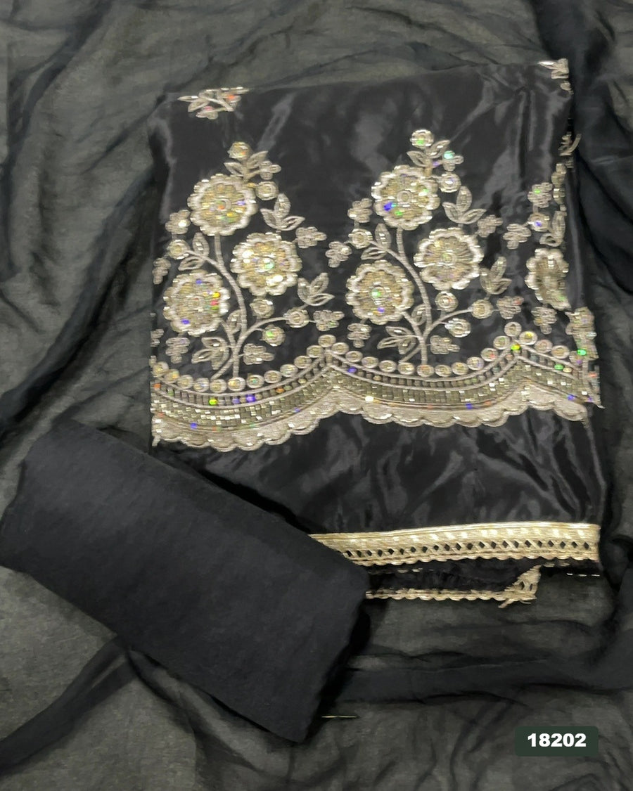 Glass Organza Silk Embroidery Suit Set