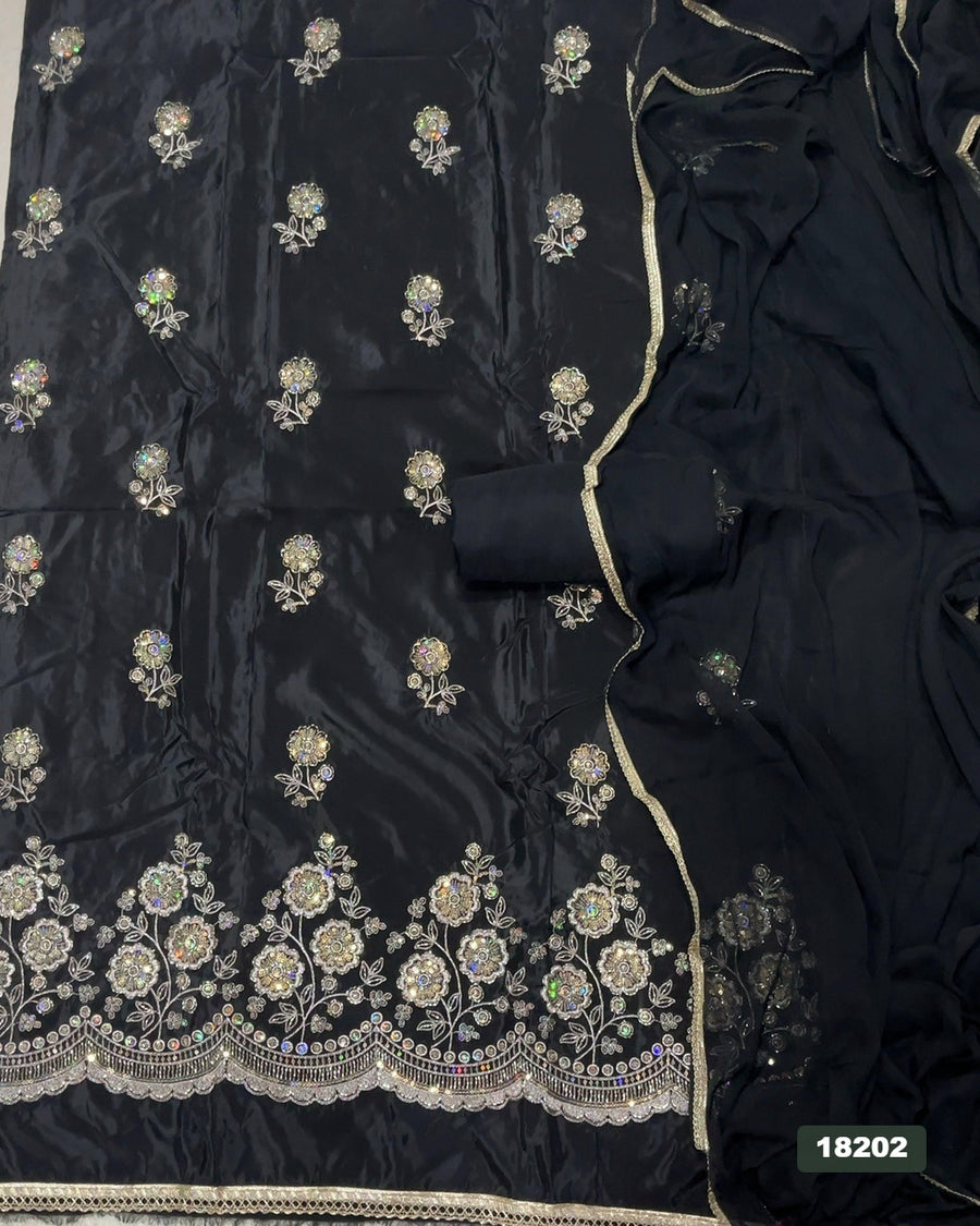 Glass Organza Silk Embroidery Suit Set