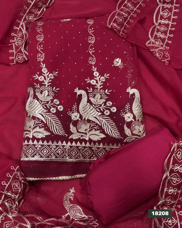 Gorgette Silk Embroidery Suit Set