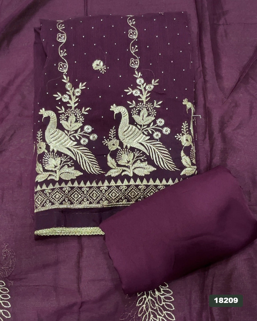 Gorgette Silk Embroidery Suit Set