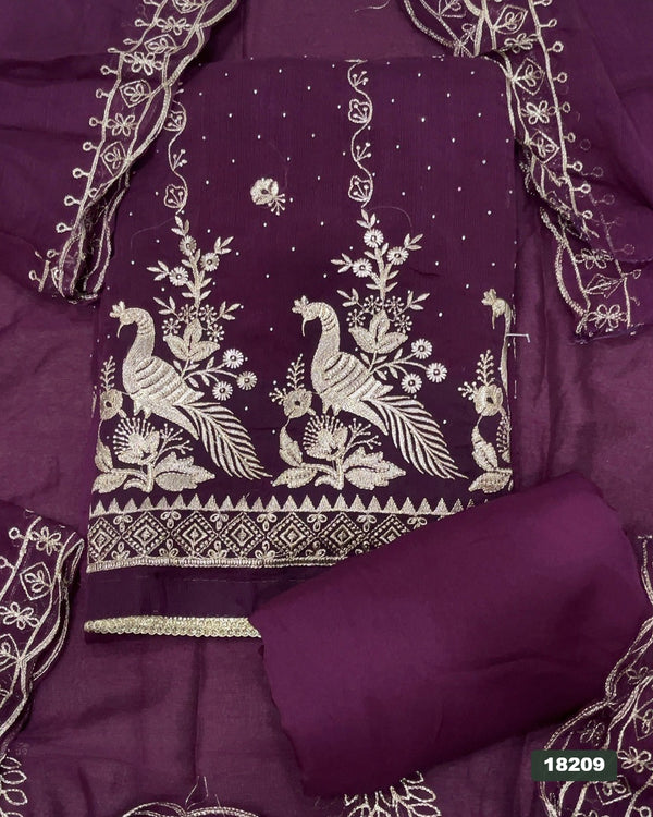 Gorgette Silk Embroidery Suit Set