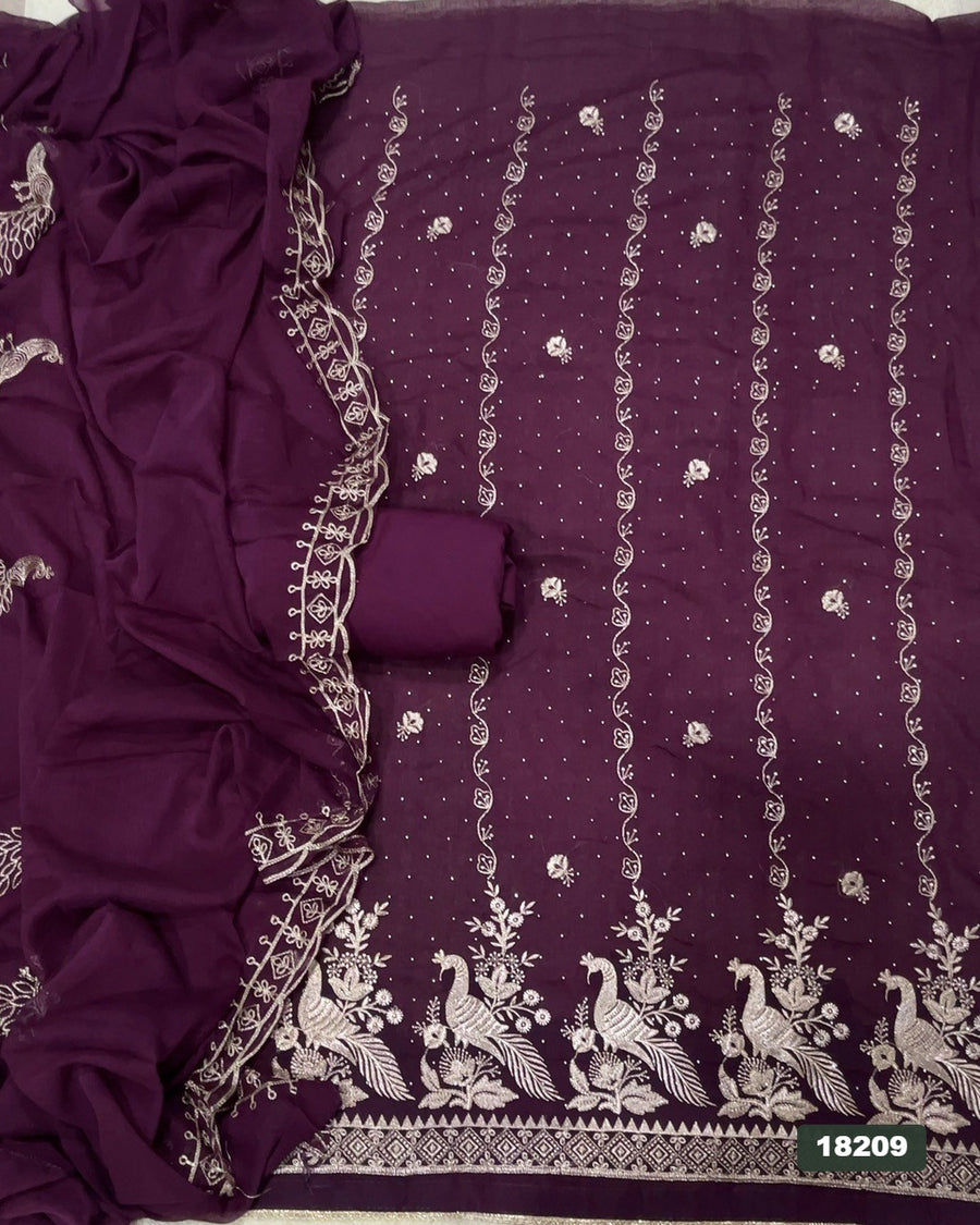Gorgette Silk Embroidery Suit Set