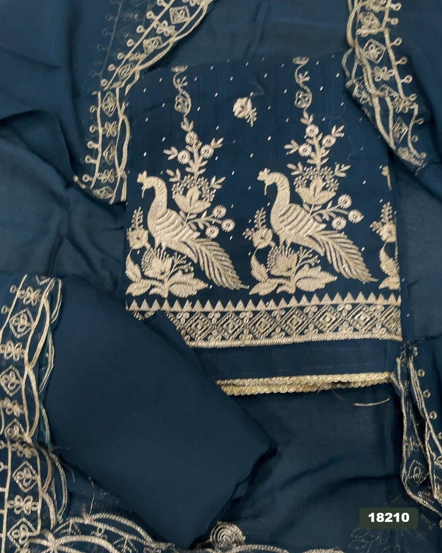 Gorgette Silk Embroidery Suit Set