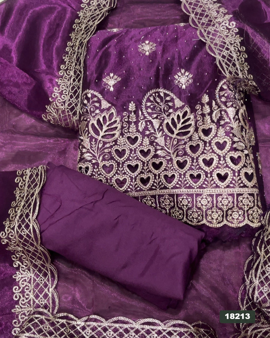 Silk Embroidery Suit Set