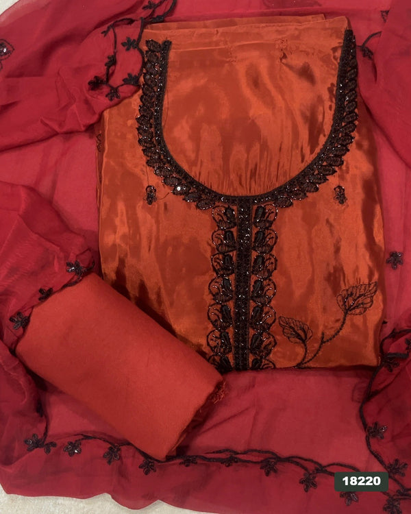 Glass Organza Silk Embroidery Suit Set