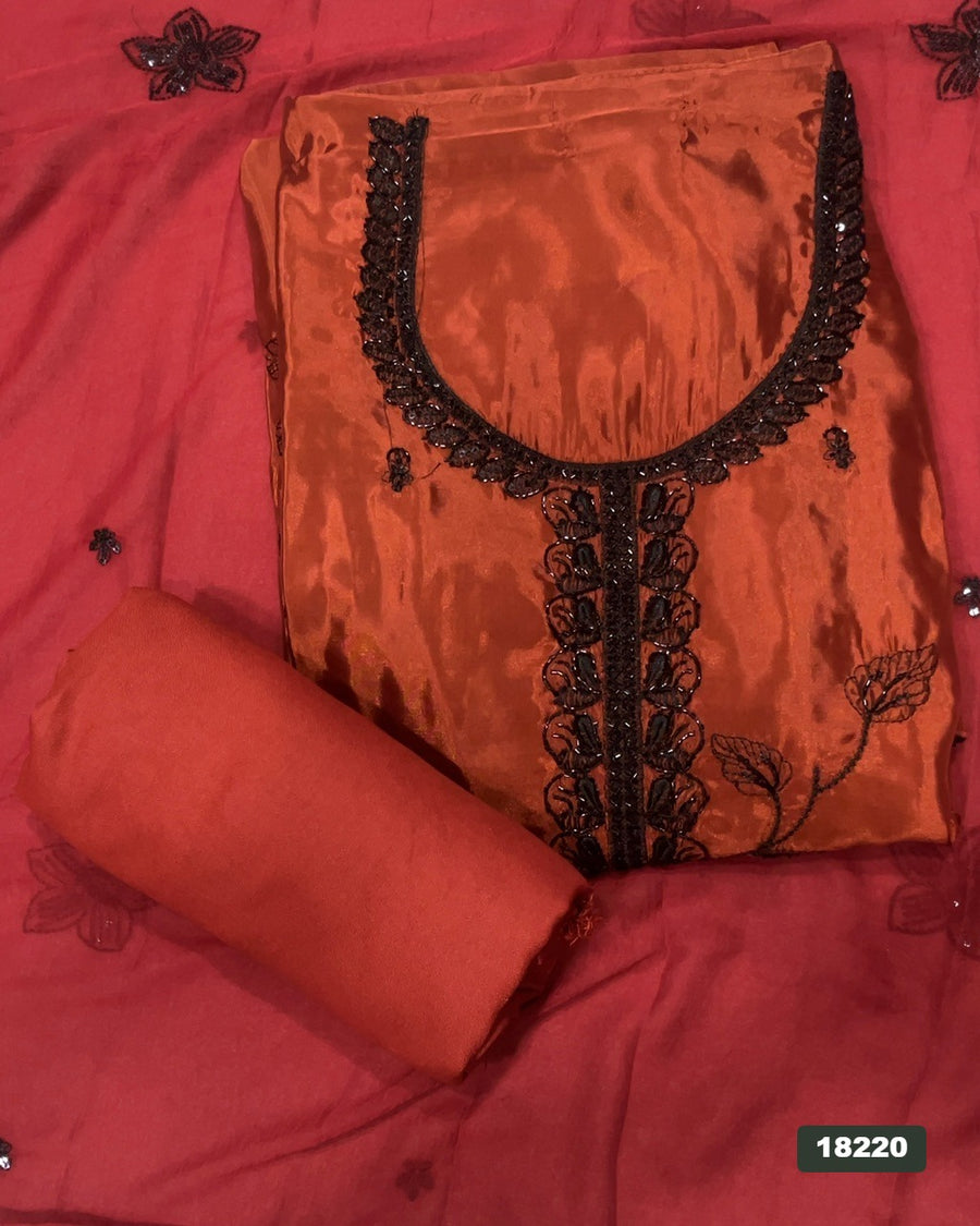 Glass Organza Silk Embroidery Suit Set