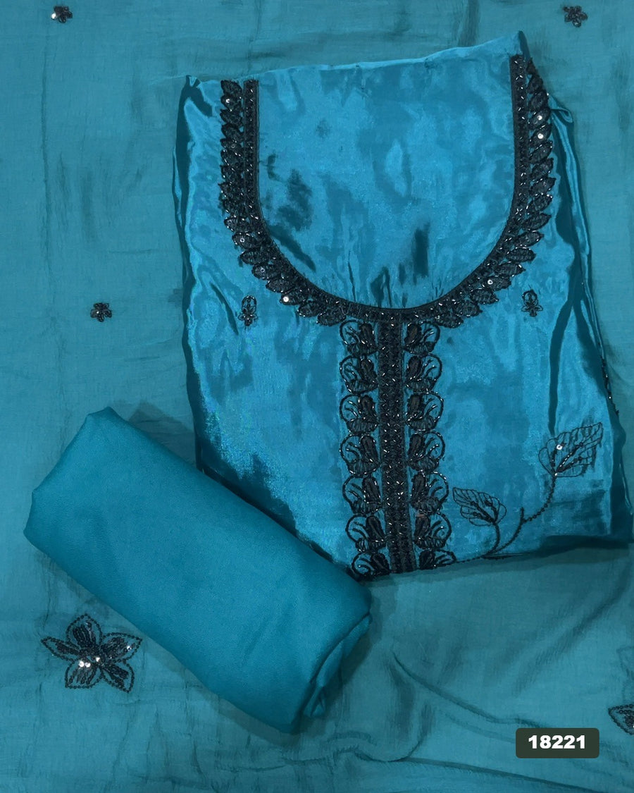 Glass Organza Silk Embroidery Suit Set
