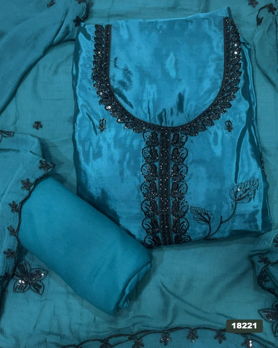 Glass Organza Silk Embroidery Suit Set