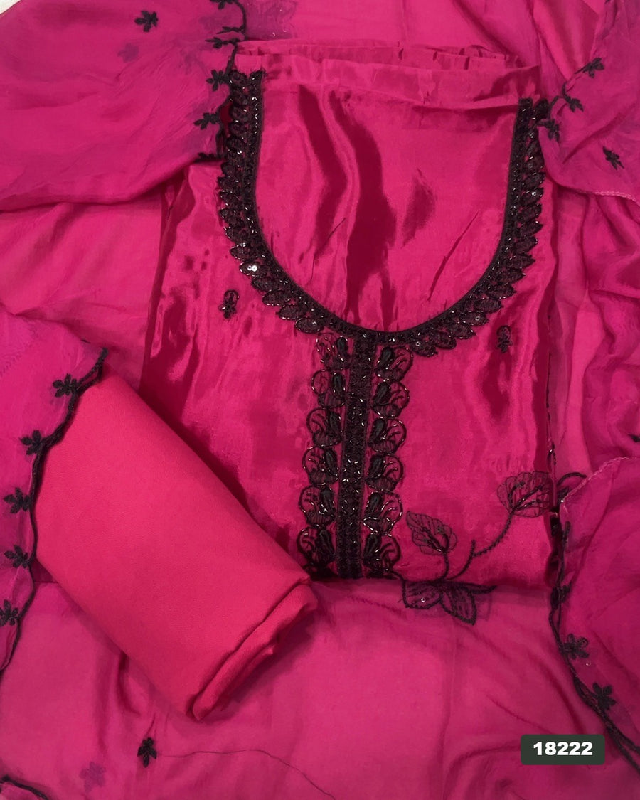 Glass Organza Silk Embroidery Suit Set