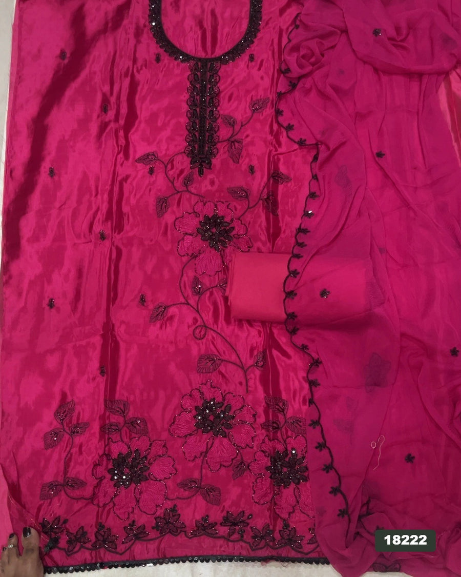 Glass Organza Silk Embroidery Suit Set