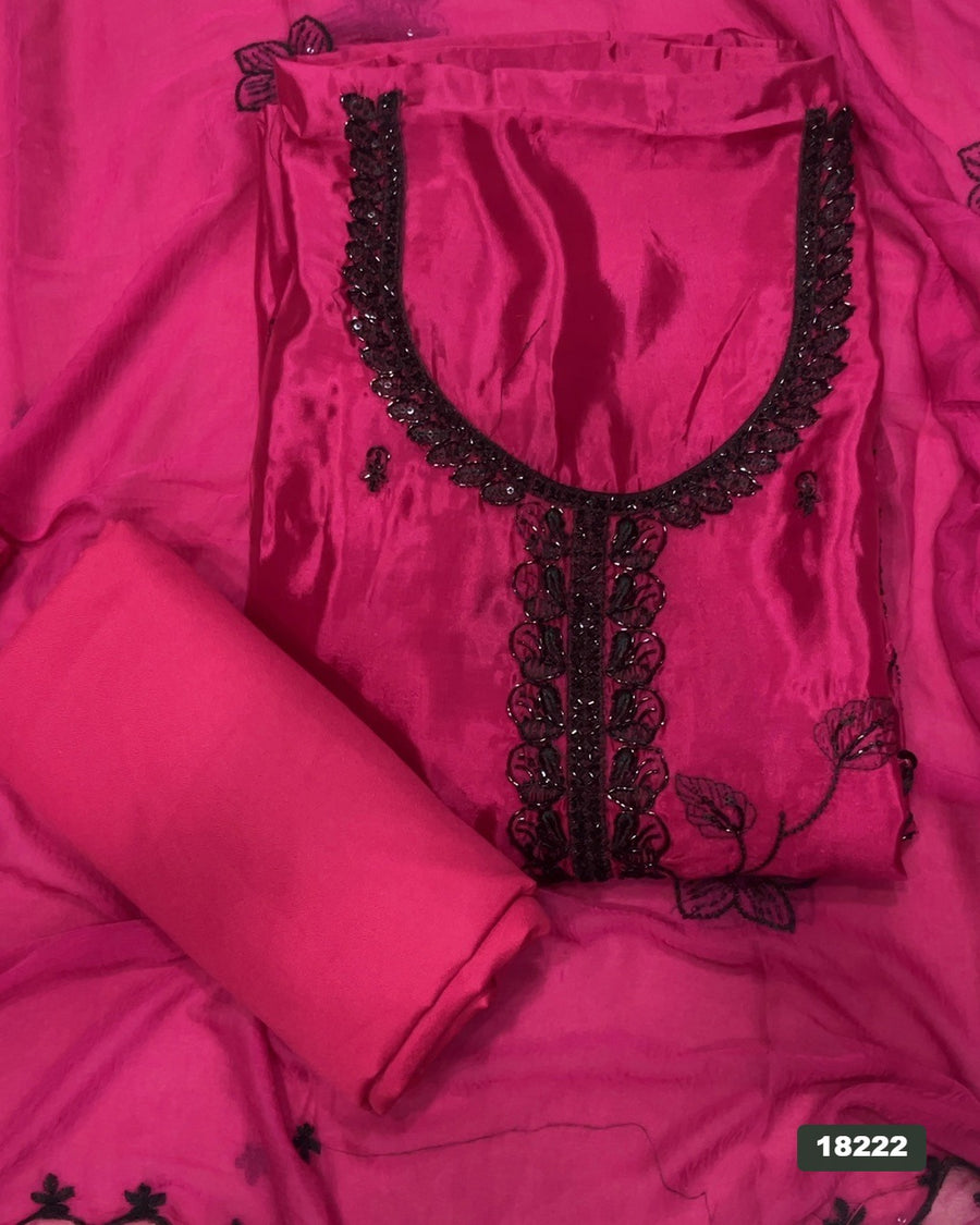 Glass Organza Silk Embroidery Suit Set