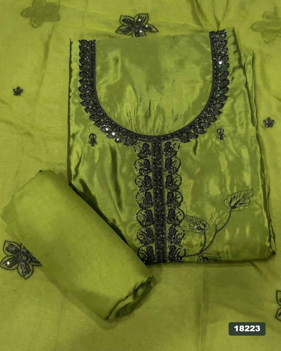 Glass Organza Silk Embroidery Suit Set