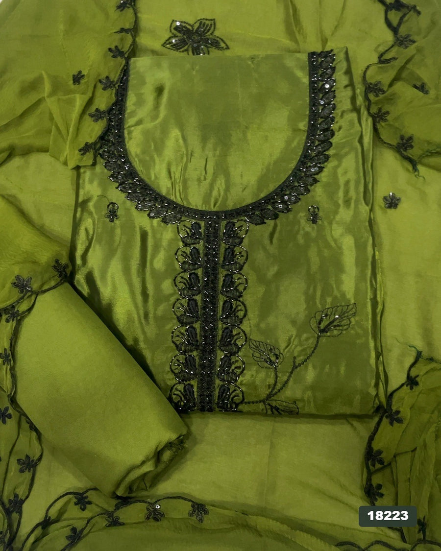 Glass Organza Silk Embroidery Suit Set