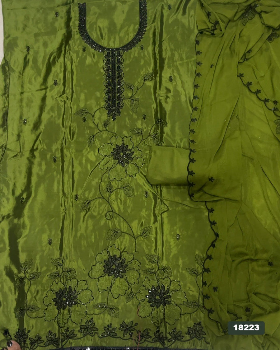 Glass Organza Silk Embroidery Suit Set